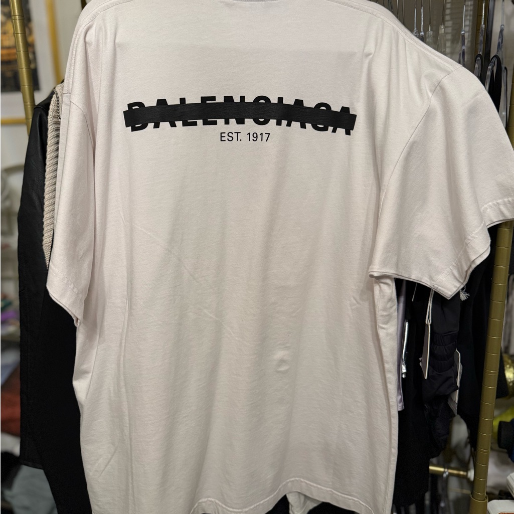 New Balenciaga Strike Through Logo Tee Sz Large Unisex
